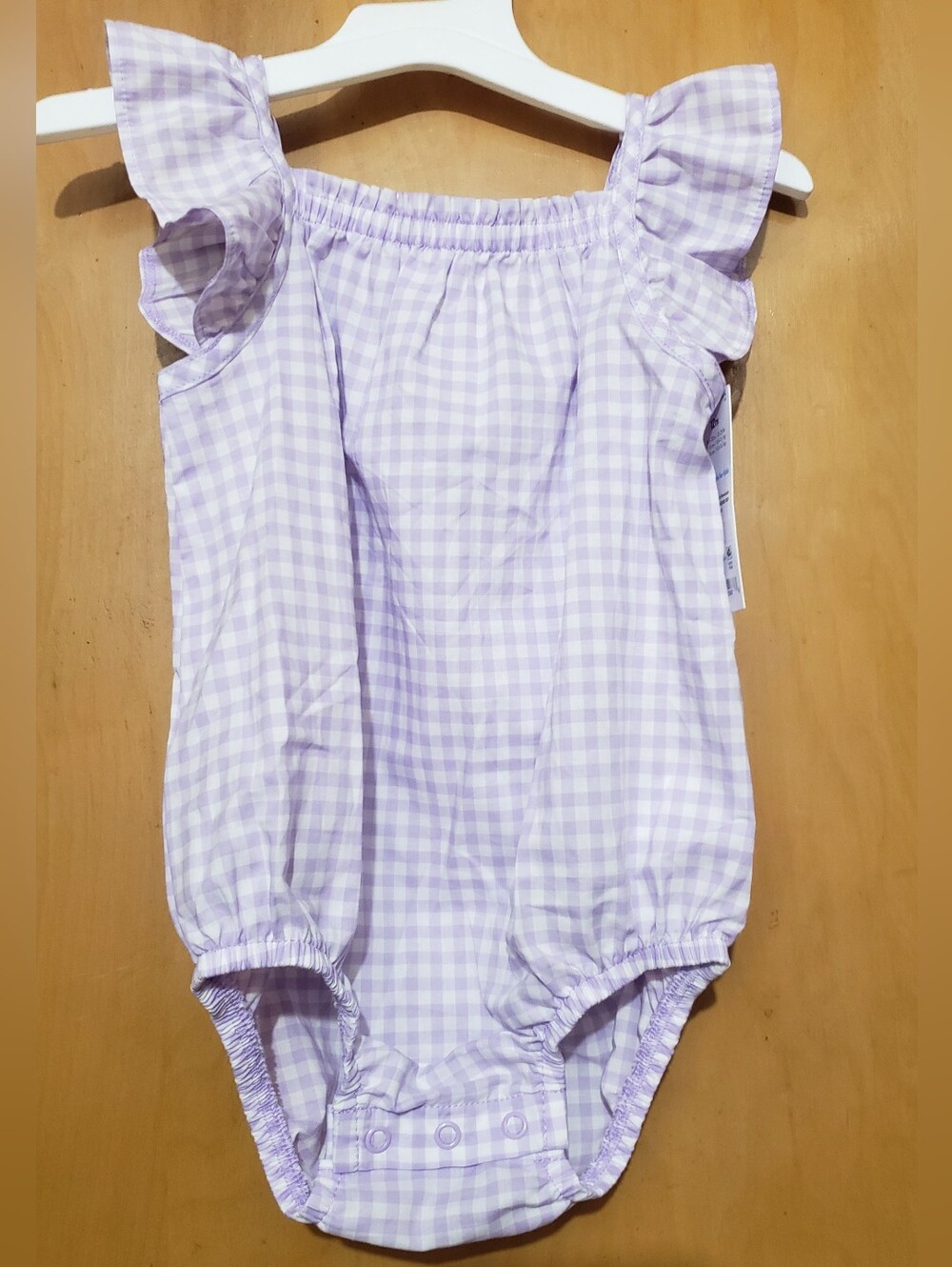 Carter's Lilac Gingham Romper with Ruffle Straps